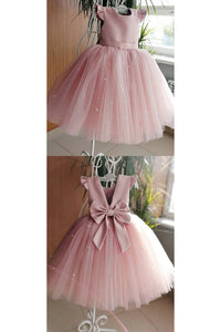 Backless Tulle Beading Cap Sleeve With Bowknot Flower Girl Dresses OHR031 | Cathyprom