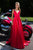 Elegant A Line Red See Through Back Long V Neck Prom Dresses Evening Dresses OHC486 | Cathyprom