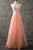 Elegant A Line Tulle V Neck Satin Lace Up Long Prom Dresses Formal Dresses OHC498 | Cathyprom