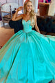 Elegant Ball Gown Blue Sweetheart Beaded Lace Up Long Senior Prom Dress Quinceanera Dress OHC416 | Cathyprom