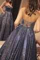 Elegant Ball Gown Sweetheart Dark Gray Sleeveless Long Sequins Prom Dresses Evening Dresses OHC435 | Cathyprom