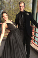 Elegant Black Tulle V neck Spaghetti Straps Long Senior Prom Dress Evening Dress OHC403 | Cathyprom