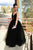 Elegant Black Tulle V neck Spaghetti Straps Long Senior Prom Dress Evening Dress OHC403 | Cathyprom