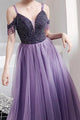 Fancy Cold Shoulder Beaded Lavender Long Prom, Evening Dress YZ211061