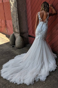 Elegant Mermaid Wedding Dresses with Long Trains Wedding Dress Custom Made Wedding Gown Bridal Gown OHD178 | Cathyprom