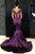 Elegant Purple Satin Cap Sleeves V Neck Long Lace Mermaid Formal Prom Dress Evening Dress OHC427 | Cathyprom