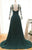 Elegant Long Sleeve Green Chiffon Long Appliqued Prom Dresses, Open Back Party Dresses CP612