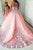 Ball Gown Pink Tulle Lace Applique Long Sweetheart Strapless Prom Dresses VG4532