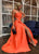 Orange Spaghetti Straps Slit Side Long Prom Dresses BH4268
