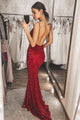 Gorgeous Burgundy Mermaid Long Prom With Sequins, Evening Dress CMS211125