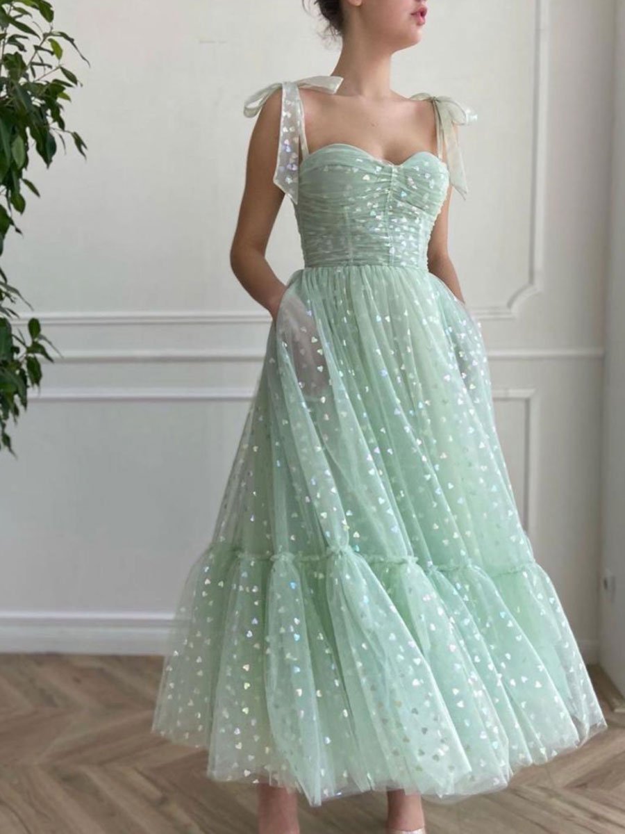 Elegant Fancy Tulle Tea Length Prom Dress With Lace, Homecoming Dress – cathyprom Elegant Fancy Tulle Tea Length Prom Dress With Lace, Homecoming Dress – cathyprom