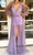 Sexy Deep V-neck Purple Prom Dress Charming Pearl Long Sleeve Prom/Evening Gown with Slit HSC2214|CathyProm