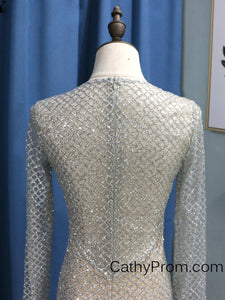 Long Sleeve Sequin Gold Sparkly Prom Dress 2019 Mermaid Prom Dress Evening Gowns HSC5519|CathyProm