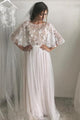 Elegant Simple A-line Half Sleeve Sweep Train Long Tulle Bridal Gown Wedding Dresses OHD155 | Cathyprom