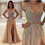 A-Line Floor-Length V-Neck Backless Sexy Champagne Beading Prom Dresses FV3103