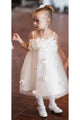 Sleeveless Tulle Handmade Flowers Applique Spaghetti Strap Flower Girl Dresses OHR033 | Cathyprom