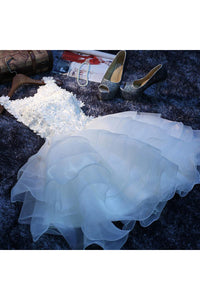 Homecoming Dress Sexy A-line White Applique Sweet Flower Short Prom Dress Party Dress OHM151