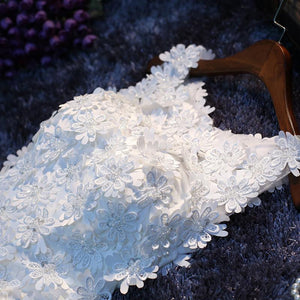 Homecoming Dress Sexy A-line White Applique Sweet Flower Short Prom Dress Party Dress OHM151