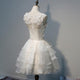 Homecoming Dress Sexy A-line White Applique Sweet Flower Short Prom Dress Party Dress OHM151