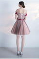 Cute Homecoming Dress Sleeveless Off The Shoulder Tulle Hand-Made Flower Short Prom Dress Party Dress OHM125 | Cathyprom