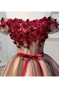 Cute Homecoming Dress Sleeveless Off The Shoulder Tulle Hand-Made Flower Short Prom Dress Party Dress OHM125 | Cathyprom
