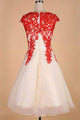 Chic Vintage Homecoming Dress Sleeveless Applique Tulle Short Prom Dress Party Dress OHM123 | Cathyprom