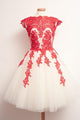 Chic Vintage Homecoming Dress Sleeveless Applique Tulle Short Prom Dress Party Dress OHM123 | Cathyprom
