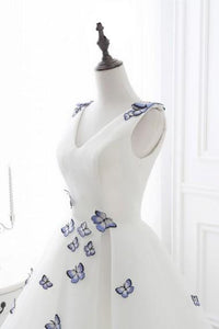 Homecoming Dress Chic Butterfly Ivory Organza Short Prom Dress Party Dress OHM156
