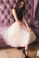 Two Piece Black Homecoming Dress Sexy Halter Tulle Short Prom Dress Party Dress OHM166