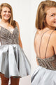 Sexy Homecoming Dress Spaghetti Straps Rhinestone Sleeveless Backless Satin Short Prom Dress Party Dress OHM107 | Cathyprom