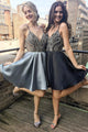 Sexy Homecoming Dress Spaghetti Straps Rhinestone Sleeveless Backless Satin Short Prom Dress Party Dress OHM107 | Cathyprom