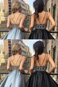 Sexy Homecoming Dress Spaghetti Straps Rhinestone Sleeveless Backless Satin Short Prom Dress Party Dress OHM107 | Cathyprom