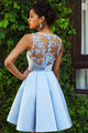 Lace Homecoming Dress A-line Scoop Satin Sexy Short Prom Dress Party Dress OHM136