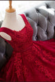 Burgundy Homecoming Dress Straps A-line Lace Appliques Lace-up Short Prom Dress Party Dress OHM162