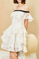 Chic Homecoming Dresses Off-the-shoulder A-line Short Prom Dress Lace Party Dress OHM169