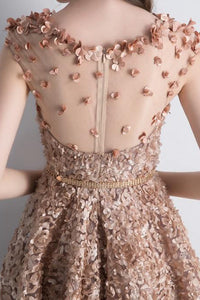 Chic Homecoming Dresses Knee-length A-line Sleeveless Tulle Lace Short Prom Dress Party Dress OHM104 | Cathyprom