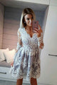Long Sleeve Homecoming Dresses V-neck A-line Lace Short Prom Dress Party Dress OHM145