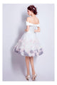 Beautiful Homecoming Dresses A-line Off The Shoulder Sleeveless Tulle Floral Short Prom Dress Party Dress OHM118 | Cathyprom