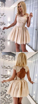 Simple Lace Homecoming Dresses Scoop Aline Short Prom Dress Cheap Party Dress OHM172