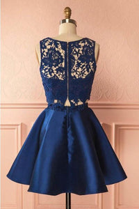 Two Piece Homecoming Dresses Aline Lace Cheap Short Prom Dress Party Dress OHM133