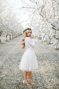 Beautiful Two Piece Homecoming Dresses Lace Appliques Long Sleeves Homecoming Party Dress OHM103 | Cathyprom