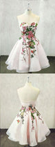 Beautiful Homecoming Dresses A line Embroidery Short Prom Dress Party Dress OHM150