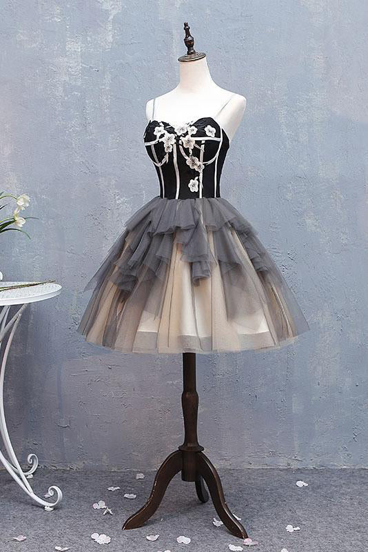 short prom dresses black and silver LTP1354,Silver Ball Gown Satin Mini Short Homecoming Dresses Halter Ti Laylatailor Shop