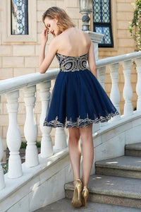 Sparkly A Line Sweetheart Sleeveless Appliques Short Tulle Homecoming Party Dress OHM099 | Cathyprom