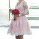 Long Sleeve Beautiful Homecoming Dresses Lace V-neck Short Prom Dress Party Dress OHM155