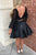 Two Piece Homecoming Dresses Long Sleeves Backless Satin Short Prom Dress Sexy Party Dress OHM119 | Cathyprom