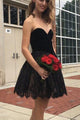 Two Piece Homecoming Dresses Little Black Dress Lace Short Prom Dress Party Dress OHM141