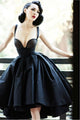 Vintage High Low Straps Sleeveless Lace Appliques Ruffles Short Satin Prom Dress OHC219 | Cathyprom