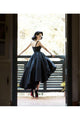 Vintage High Low Straps Sleeveless Lace Appliques Ruffles Short Satin Prom Dress OHC219 | Cathyprom