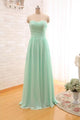 A Line Sweetheart V-neck Floor Length Sleeveless Long Chiffon Bridesmaid Dresses with Ruffles OHS124 | Cathyprom